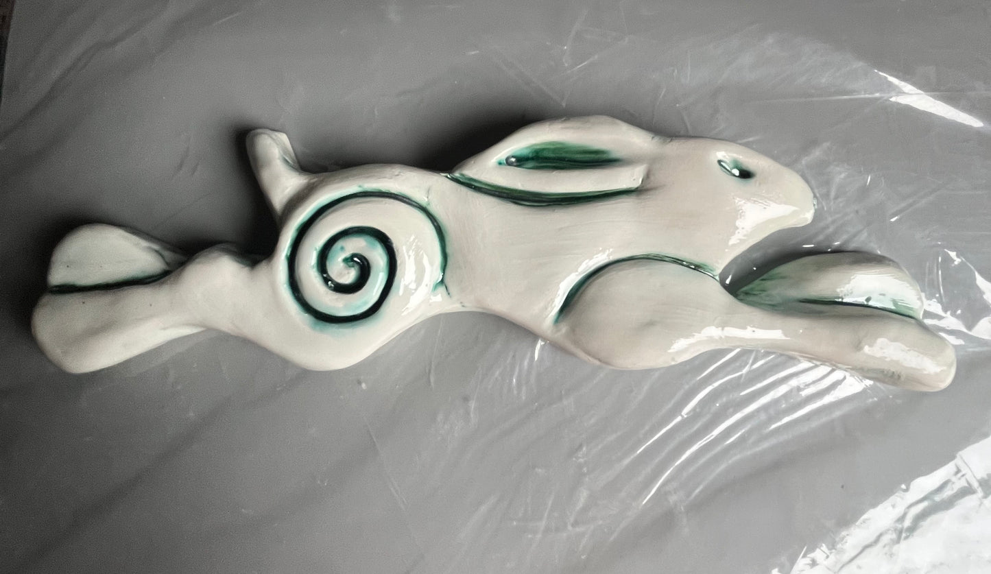 Large Leaping Hare Wall Plaque with oxides
