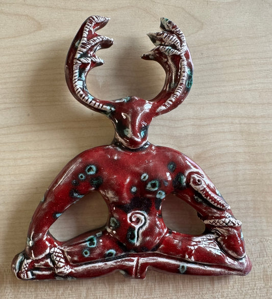 Horned God Wall Plaque - Red