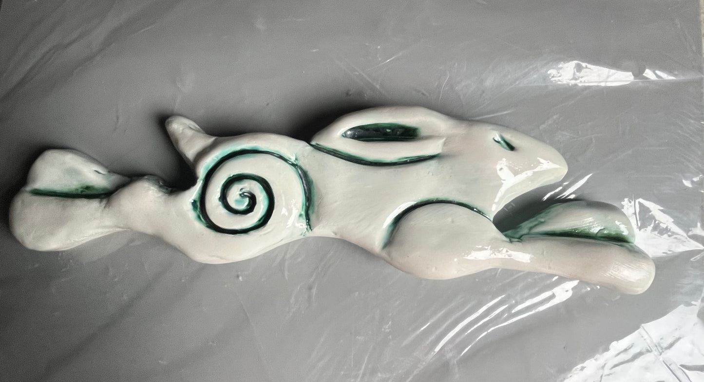 Large Leaping Hare Wall Plaque with oxides
