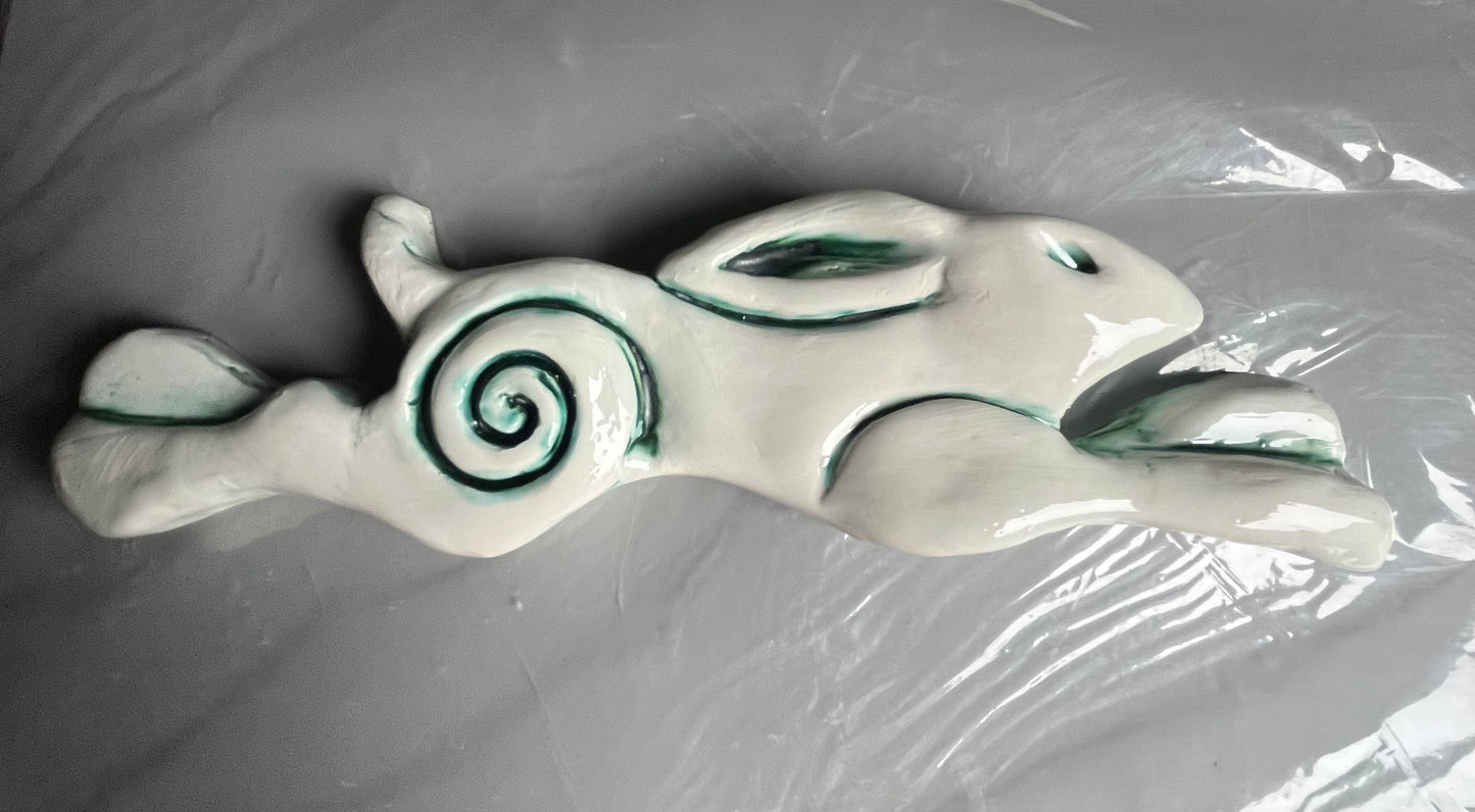 Large Leaping Hare Wall Plaque with oxides