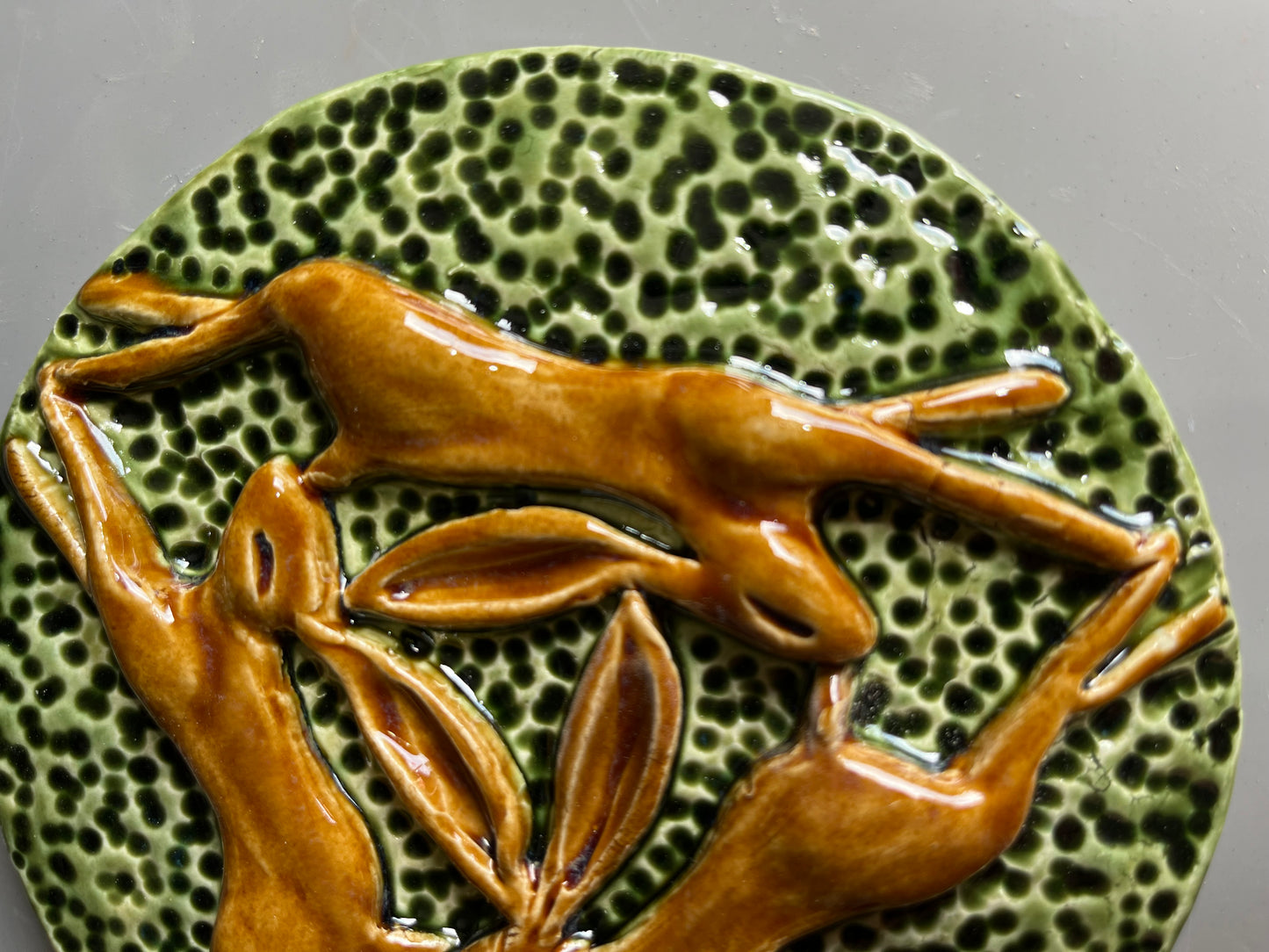 Triple Leaping Hare Wall Plaque