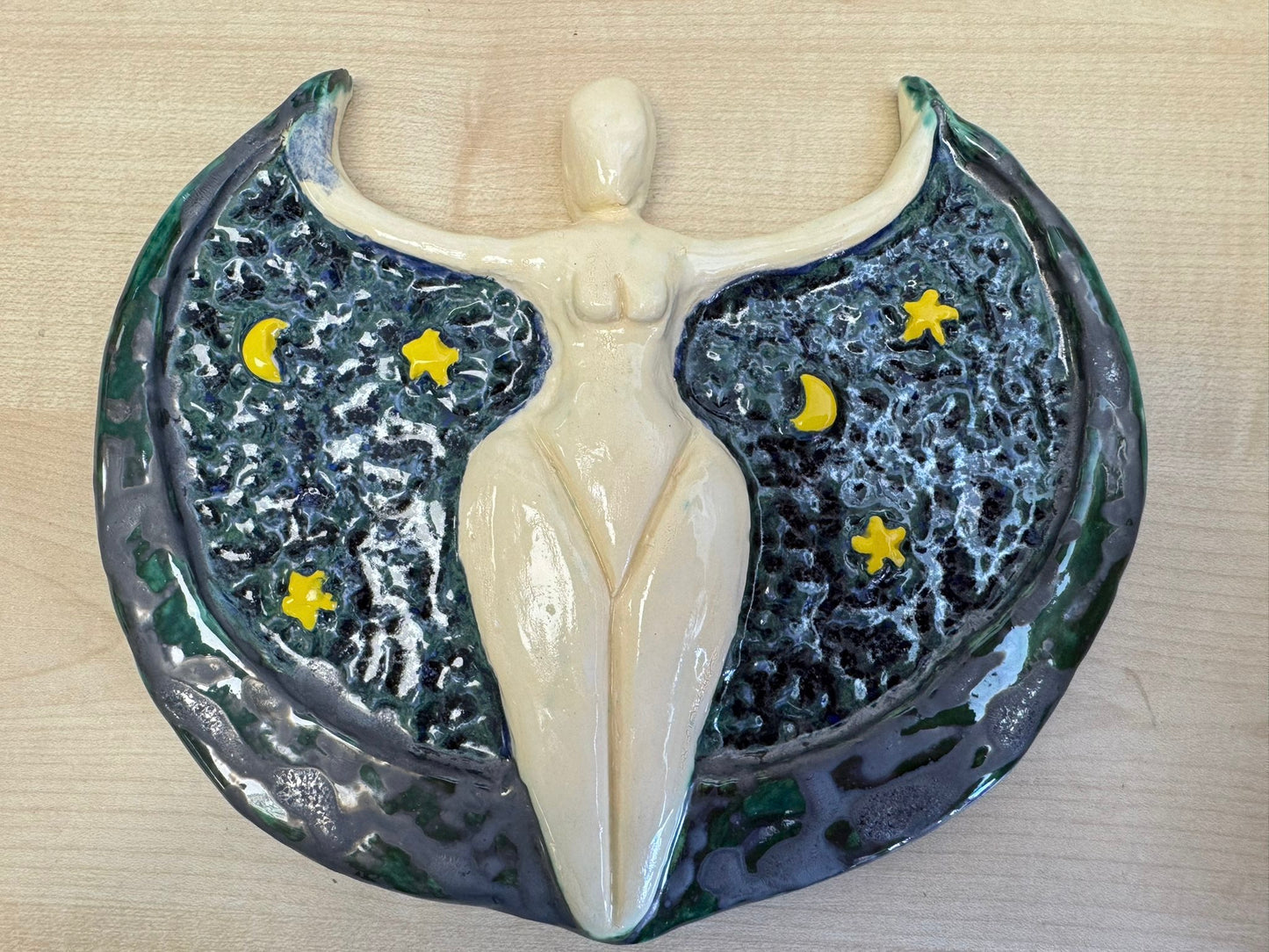 Luna Goddess Wall Plaque Green imperfect