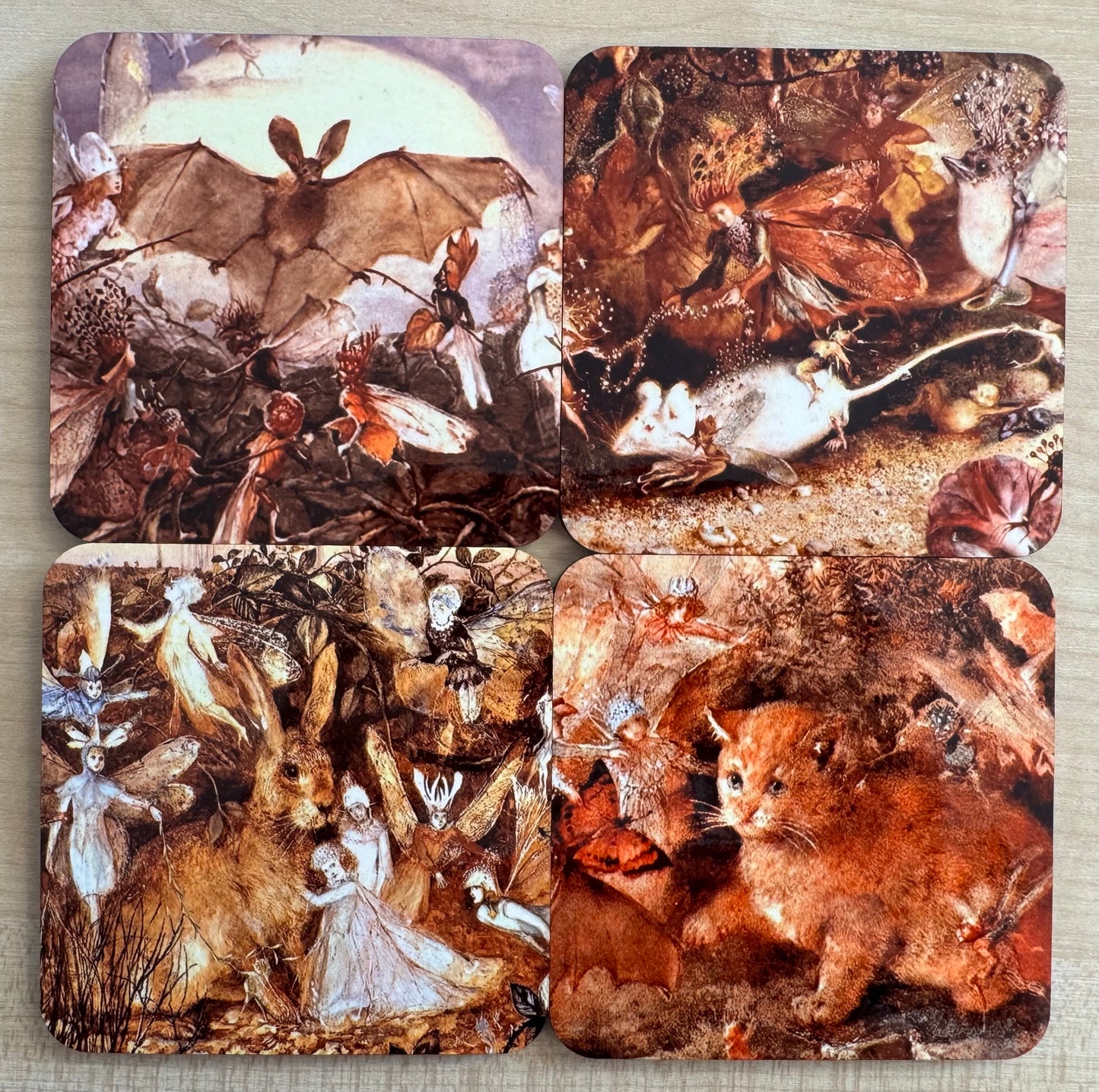 John Anster Fitzgerald art coasters - set of 4