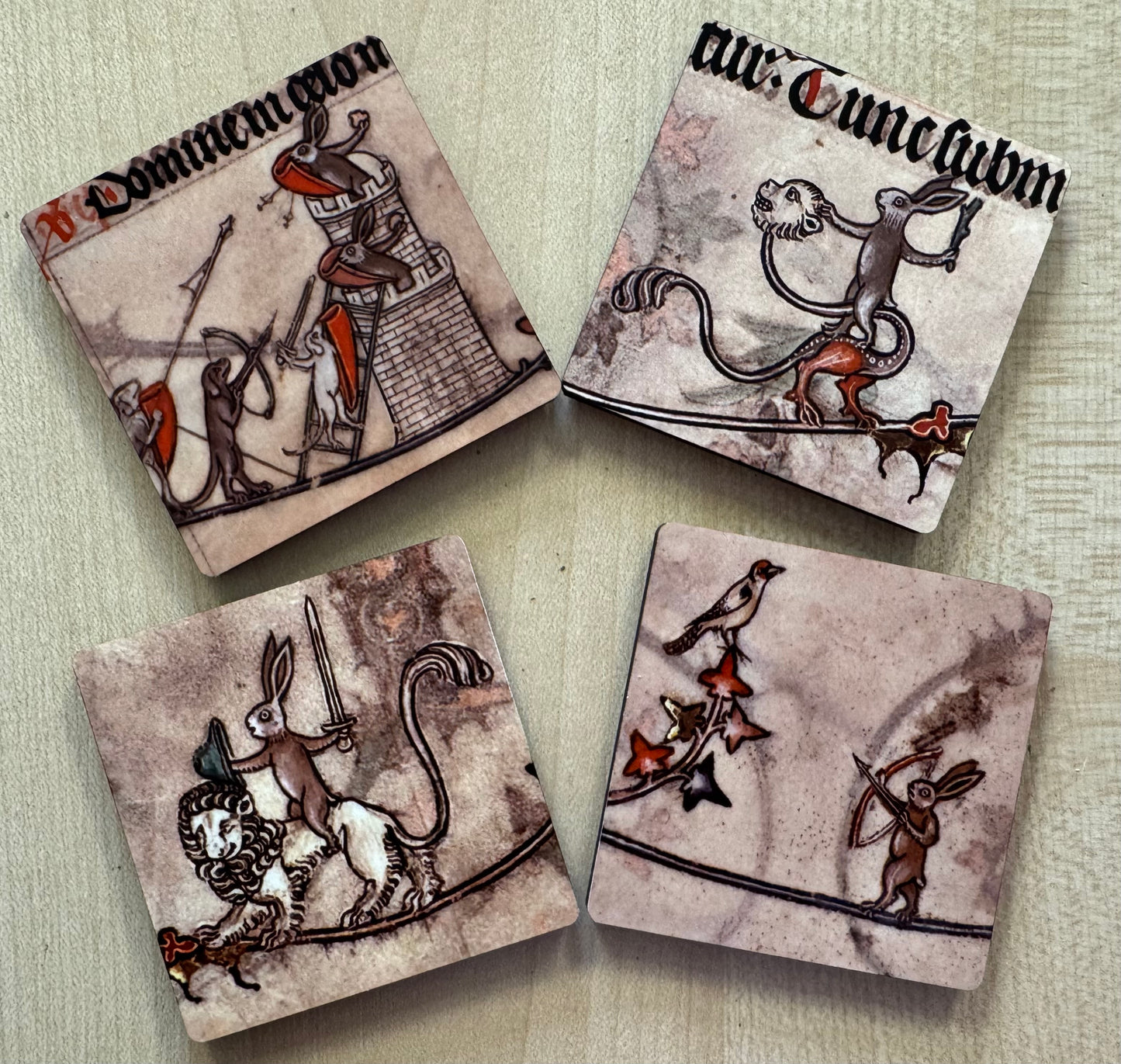 Medieval battle bunny/rabbit magnets