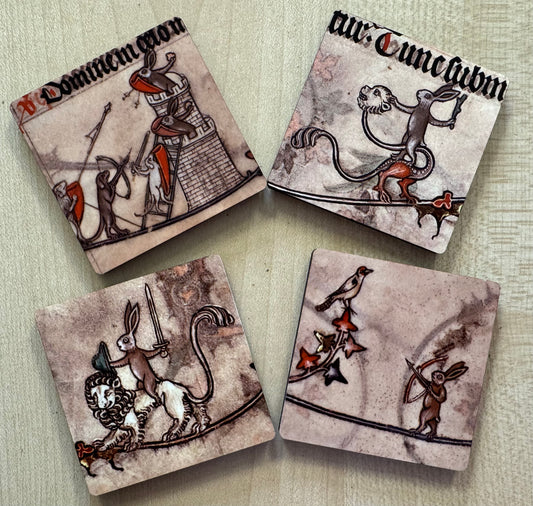 Medieval battle bunny/rabbit magnets
