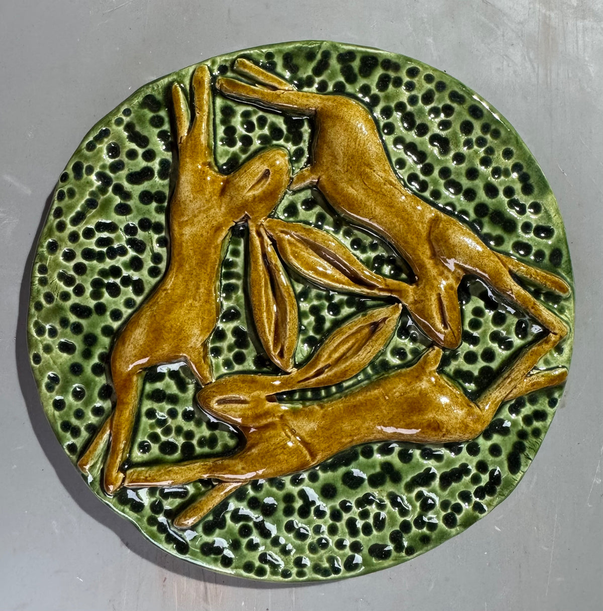 Triple Leaping Hare Wall Plaque