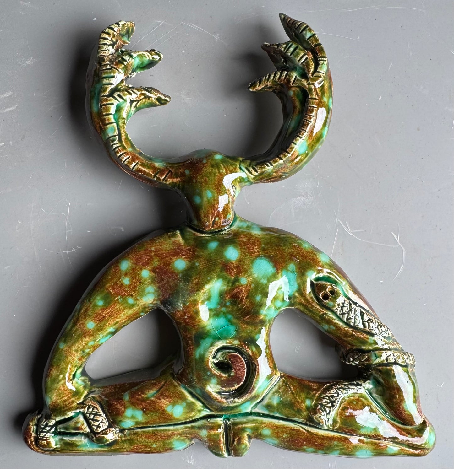 Horned God Wall Plaque -forest glaze