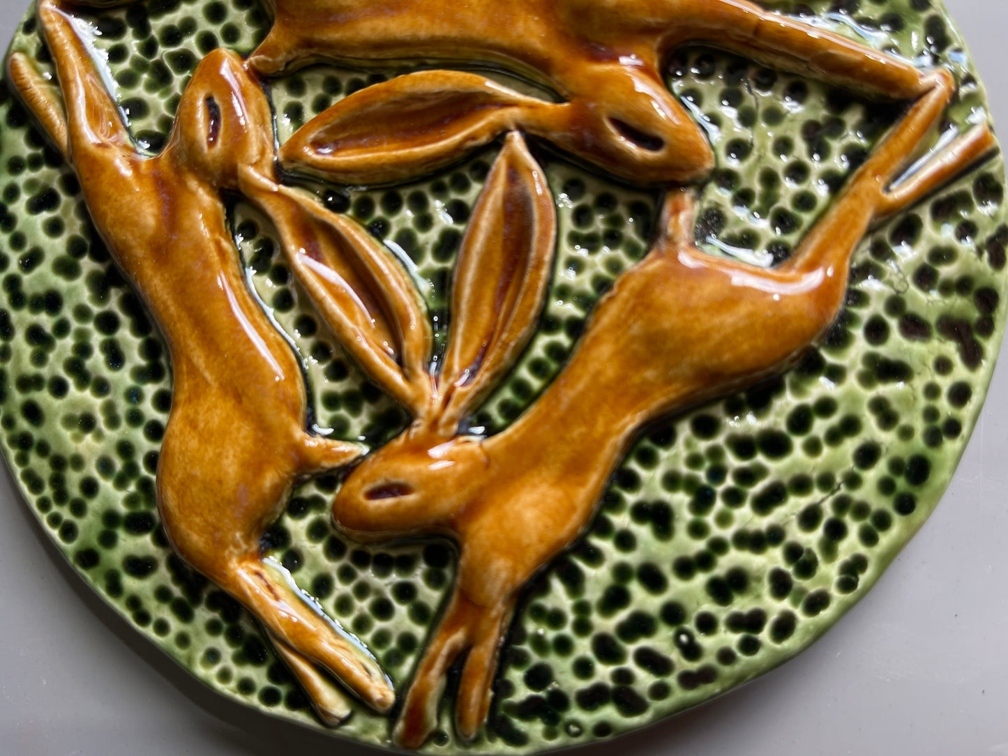 Triple Leaping Hare Wall Plaque