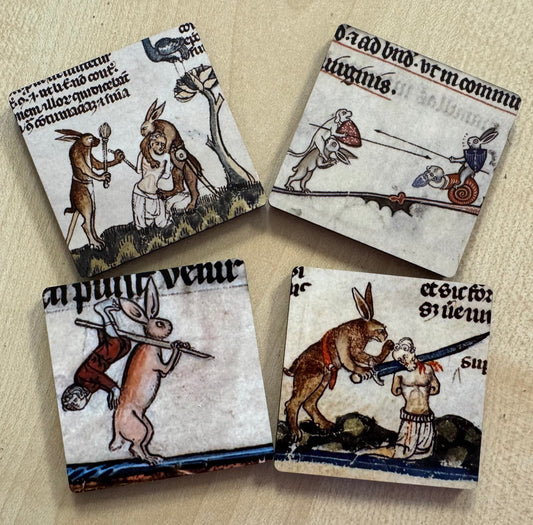 Medieval murder rabbit magnets