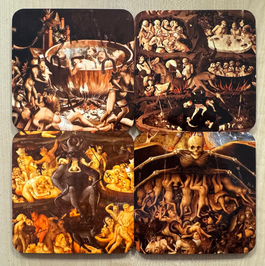 Last Judgement/Hell art coasters - set of 4
