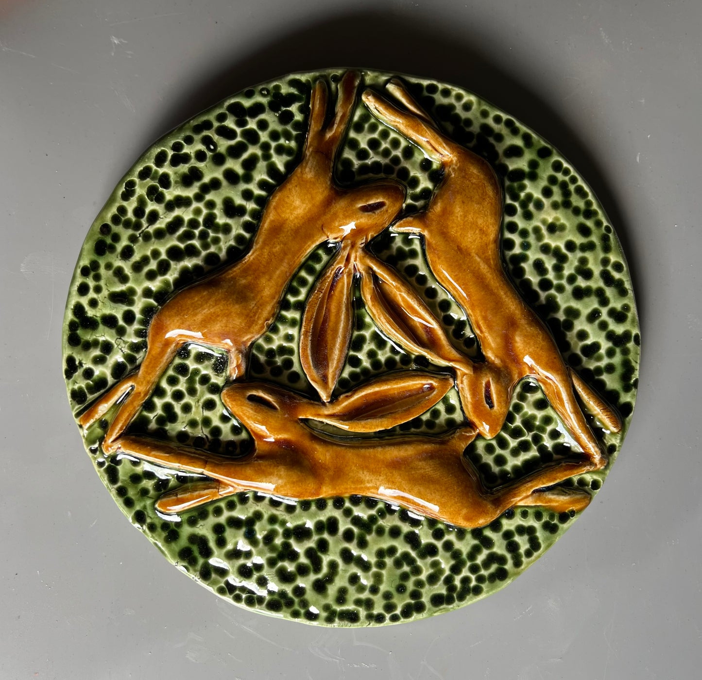 Triple Leaping Hare Wall Plaque
