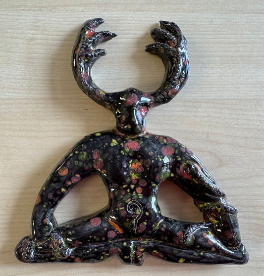 Horned God Wall Plaque - Cosmic glaze