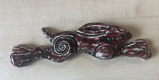 Large Leaping Hare Wall Plaque Solar Red