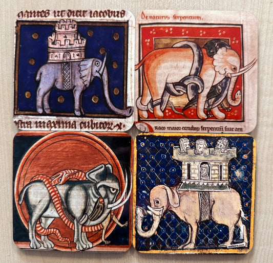 Medieval Elephant coasters - set of 4