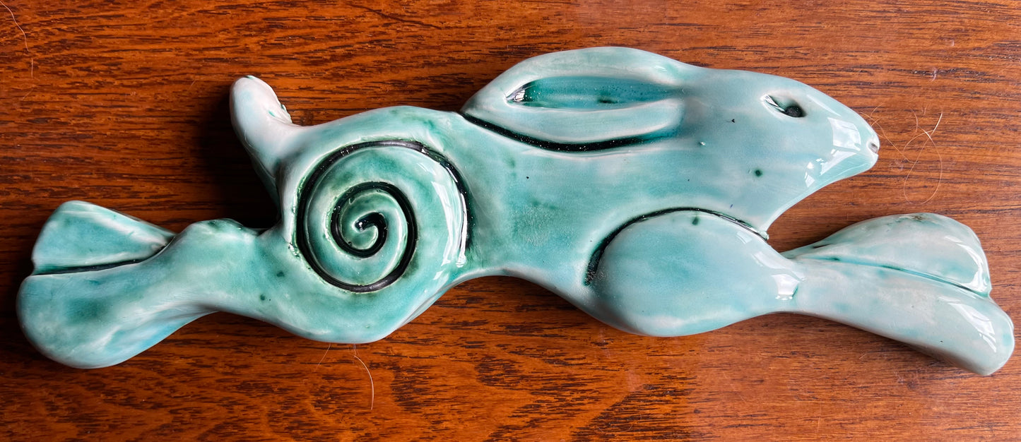 Large Leaping Hare Wall Plaque with oxides