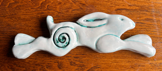 Large Leaping Hare Wall Plaque with oxides