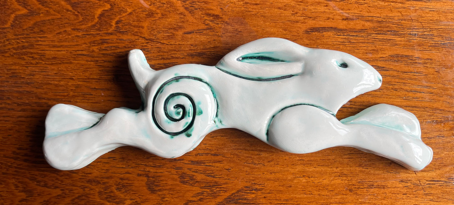Large Leaping Hare Wall Plaque with oxides
