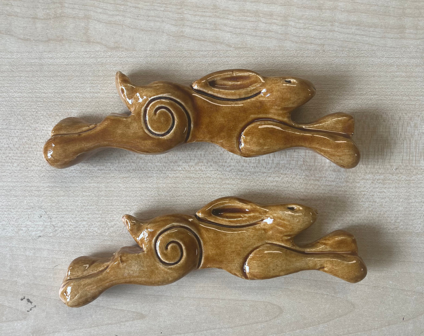 Small Leaping Hare Wall Plaque Brown