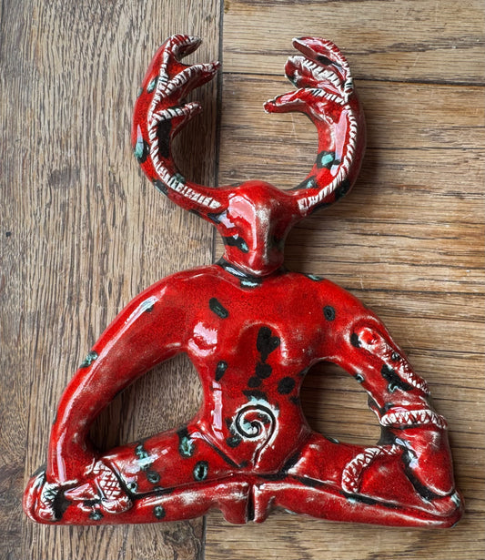 Horned God Wall Plaque - Red