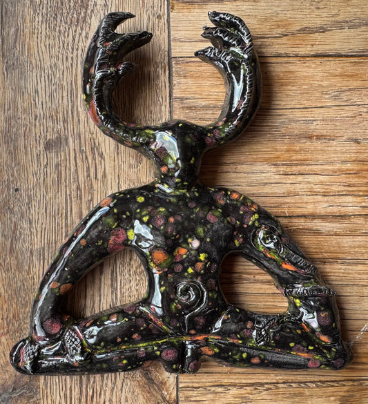 Horned God Wall Plaque - Cosmic glaze