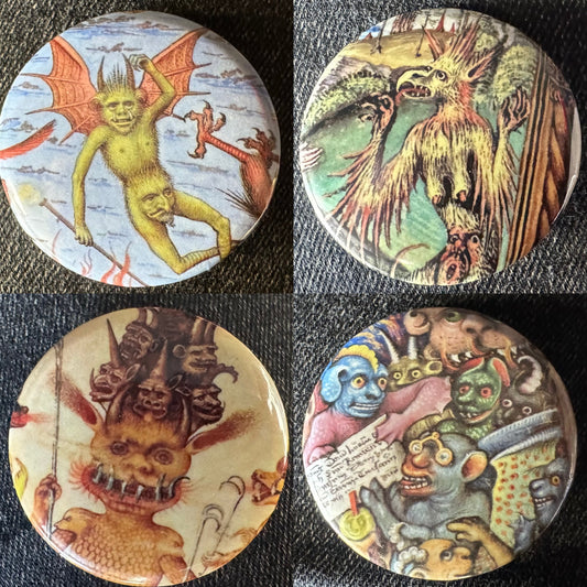 Demon Button Badges 32mm - Choose from 4 designs