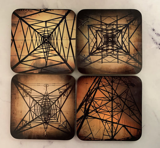 Pylon coasters - set of 4 coloured