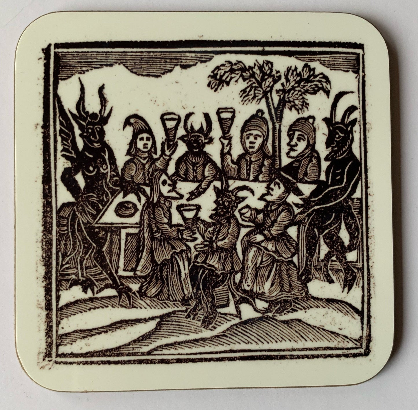 Woodcut Witches coasters - set of 4