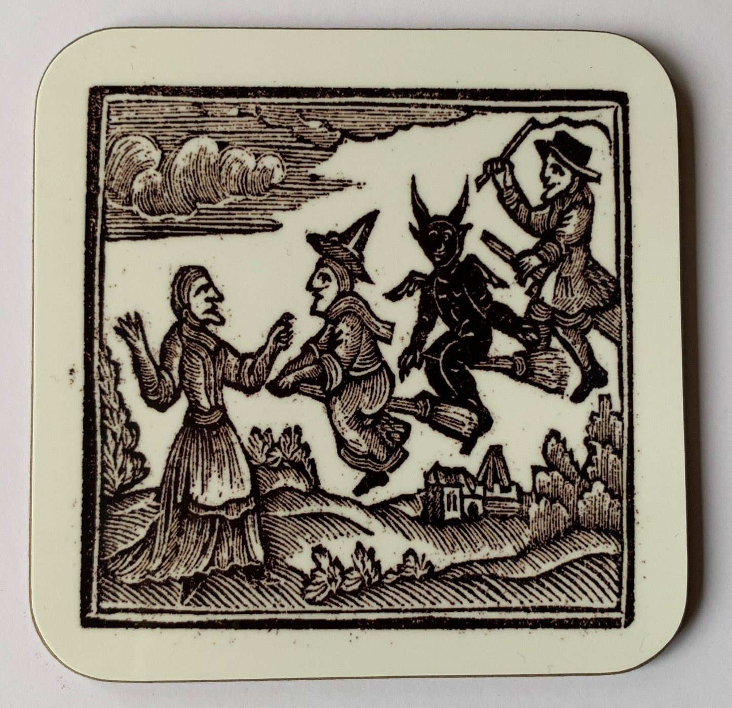 Woodcut Witches coasters - set of 4