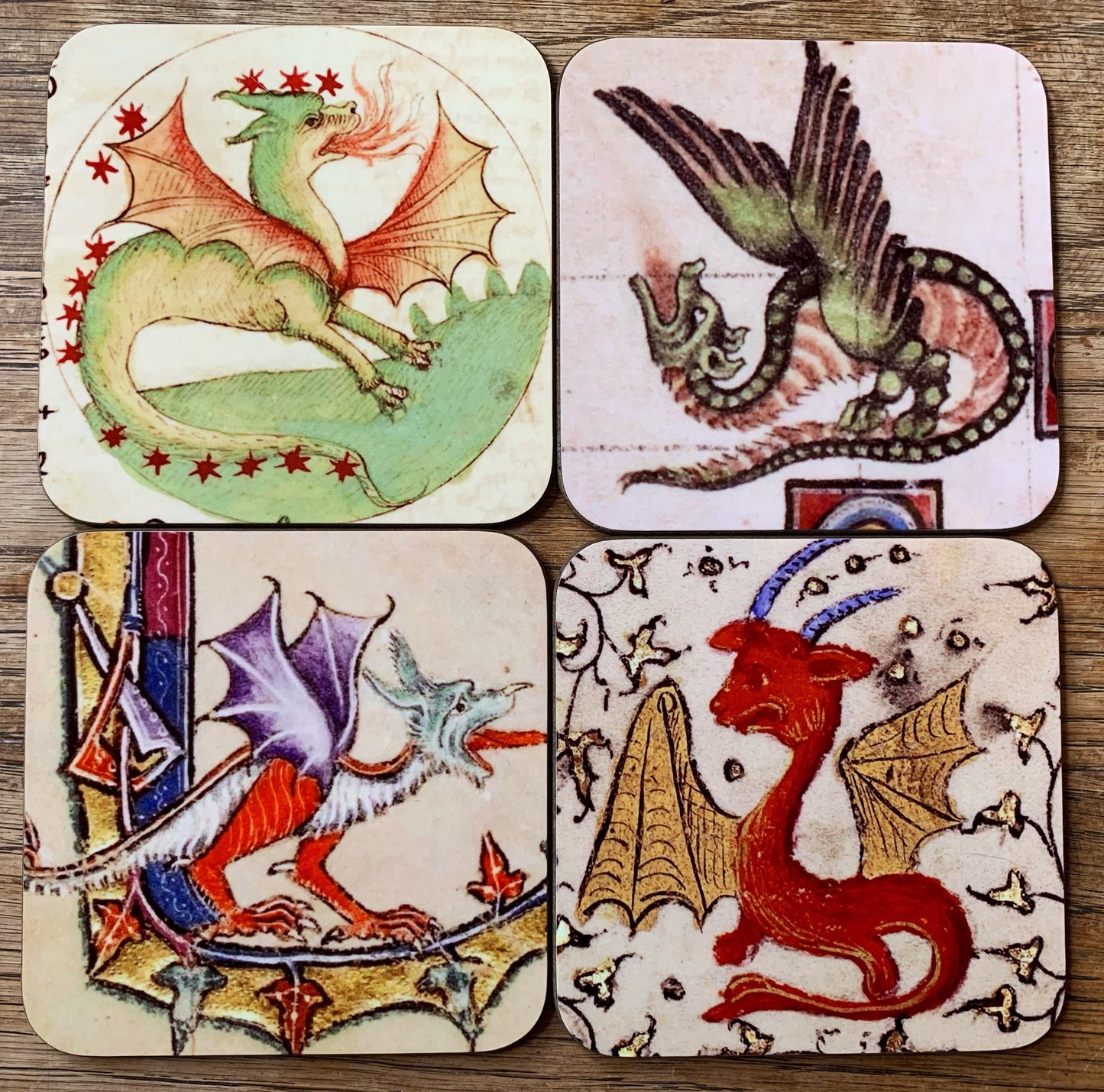 Medieval Dragon coasters - set of 4