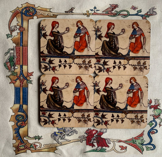 Medieval Romance/Valentine’s coasters - set of 4