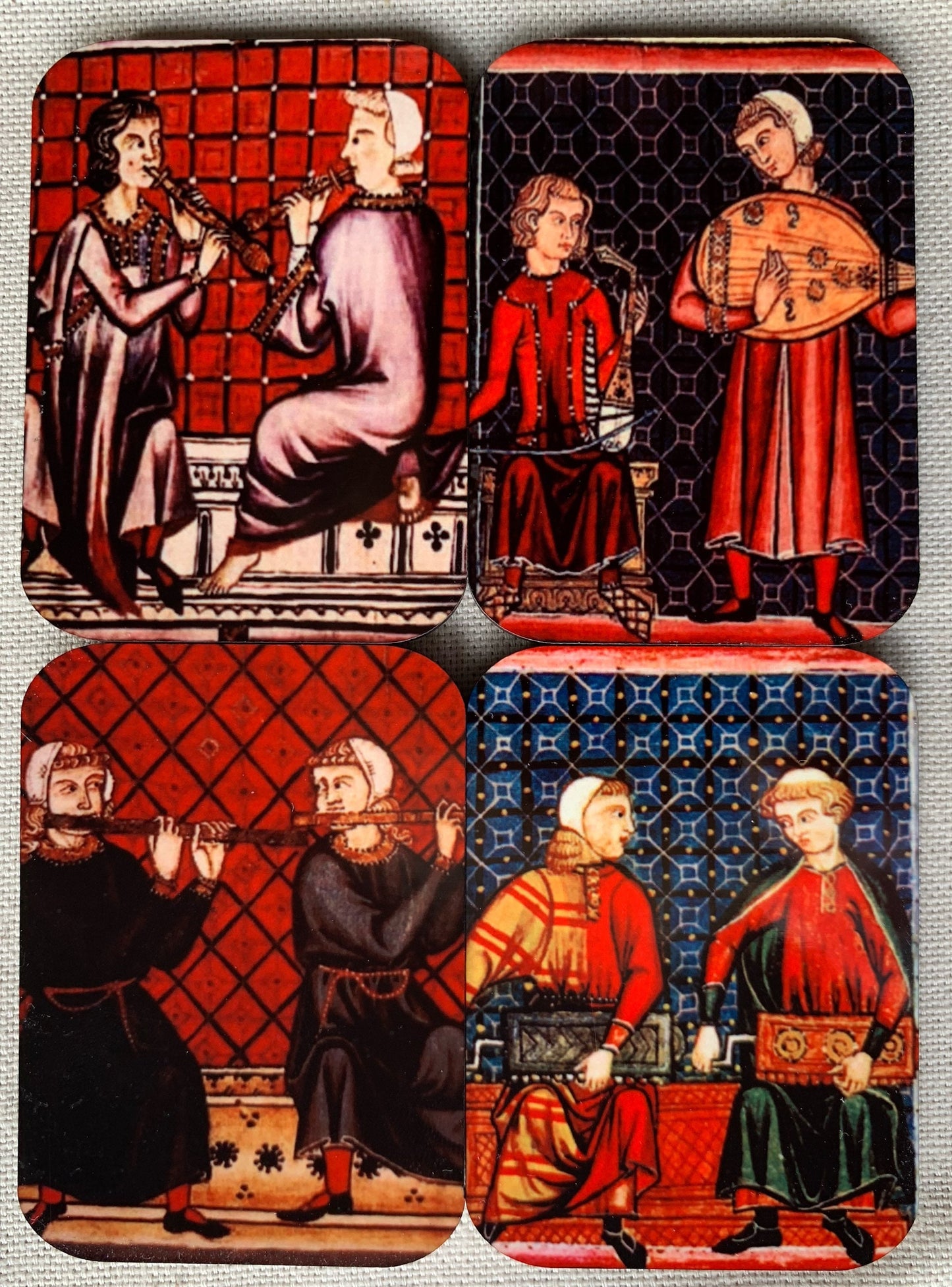Medieval Minstrel Fridge Magnets - set of 4