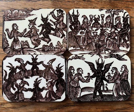 Woodcut Witch Fridge Magnets
