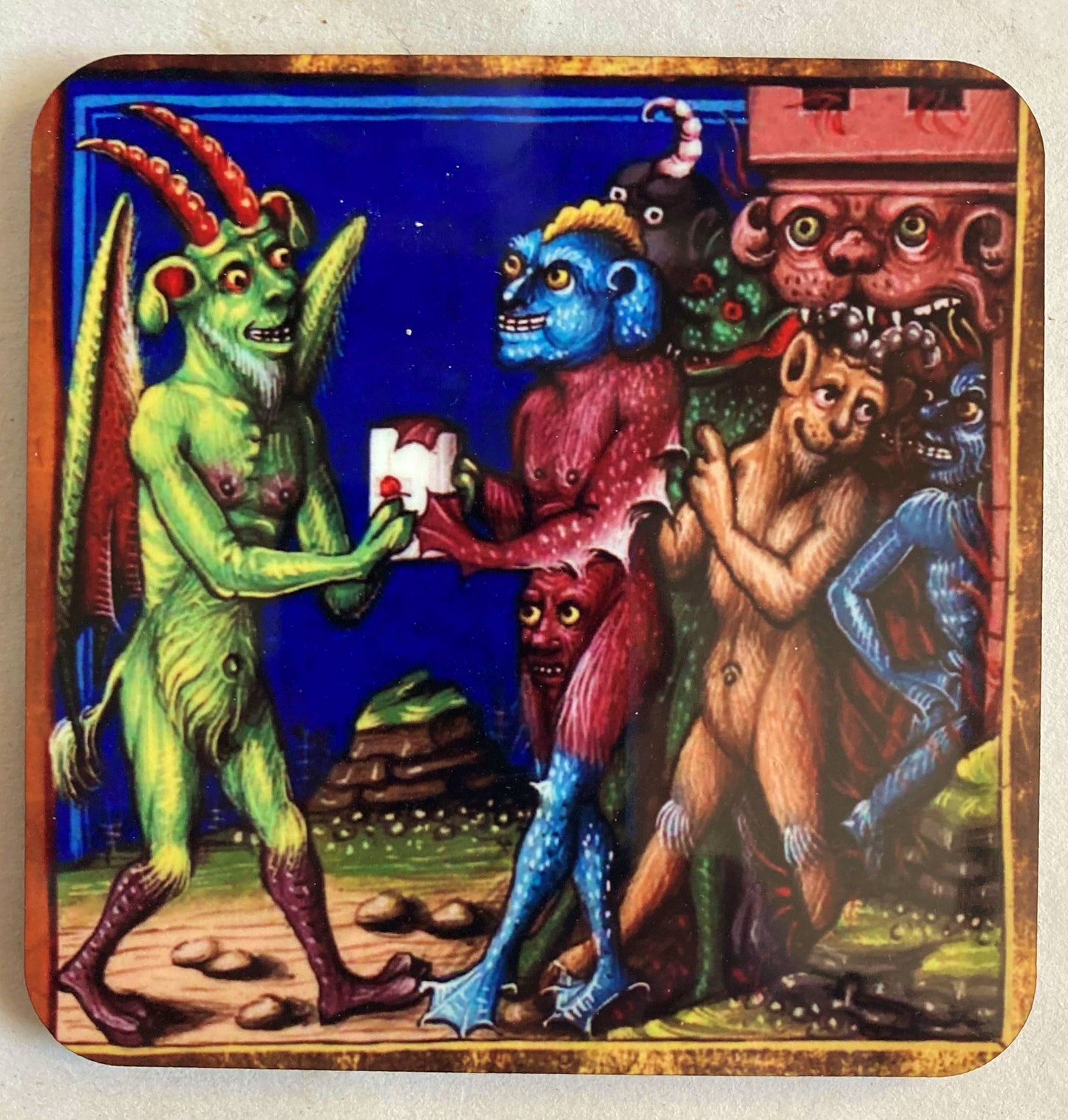 Cute Medieval Demon coasters - set of 4