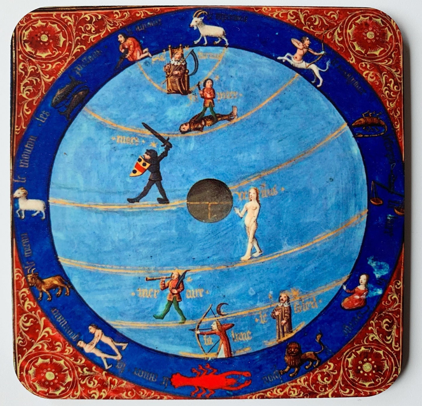 Medieval Zodiac Chart coasters - set of 4