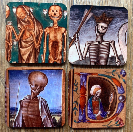 Happy Skeleton coasters - set of 4