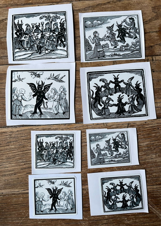 Woodcut witches Sticker - choose from various designs
