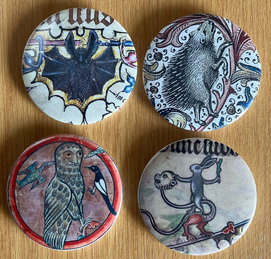 Medieval Animal Badge 32mm  - choose from 4 designs