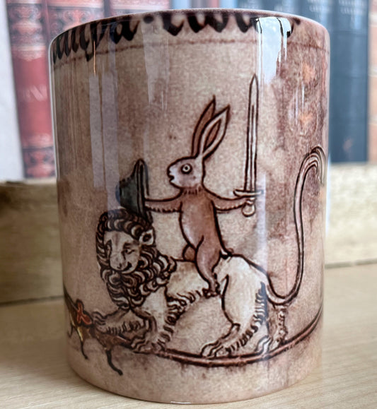 Medieval Duelling Rabbit on Lion and Snail/man Mug
