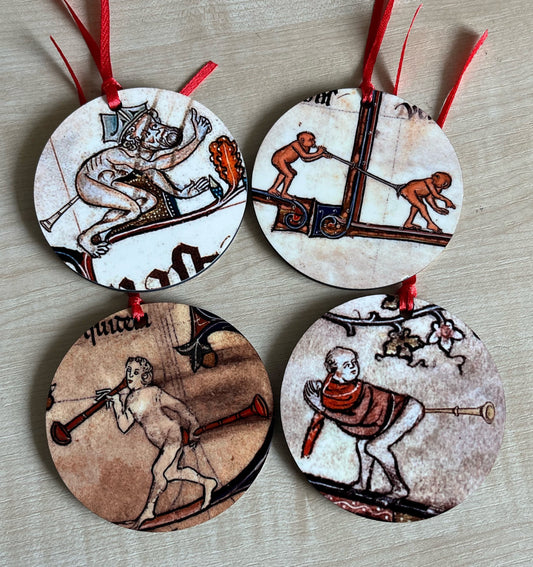 Medieval Butt Trumpet Tree Decorations - Double sided