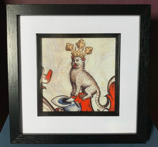 Medieval Crowned Cat Framed print - 6 x 6 Box Frame