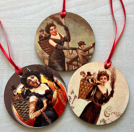 Lady Krampus Tree Decorations - double sided