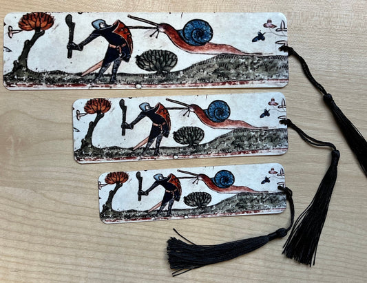 Medieval Knight and Snail Bookmark (aluminium) - Choose from 3 sizes