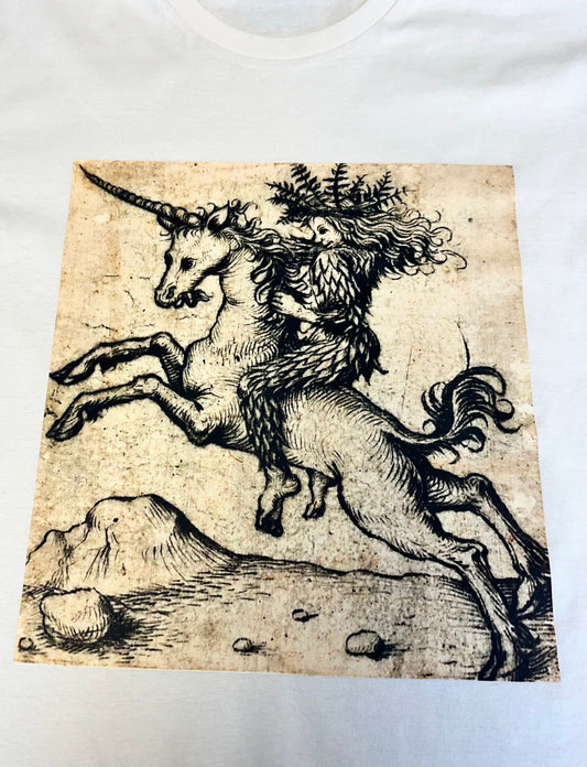 LADIES T Shirt - Wild Woman Riding a Unicorn