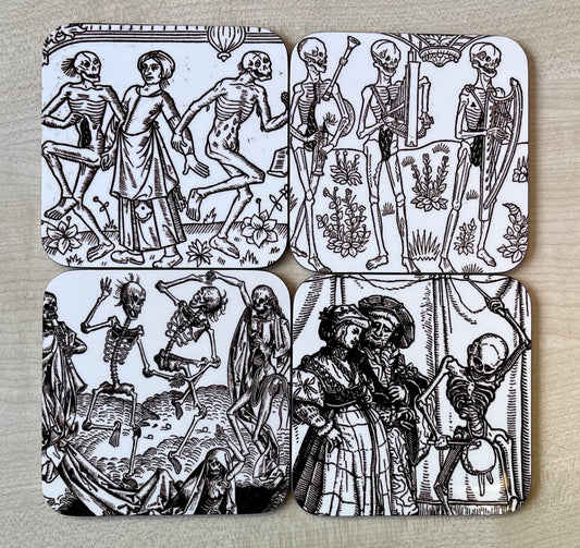 B&W Dance of Death design coasters - set of 4