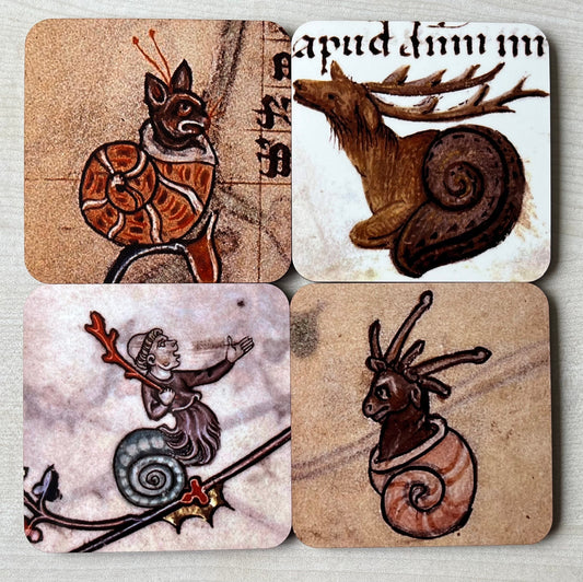 Medieval Snail Hybrid Coasters - set of 4