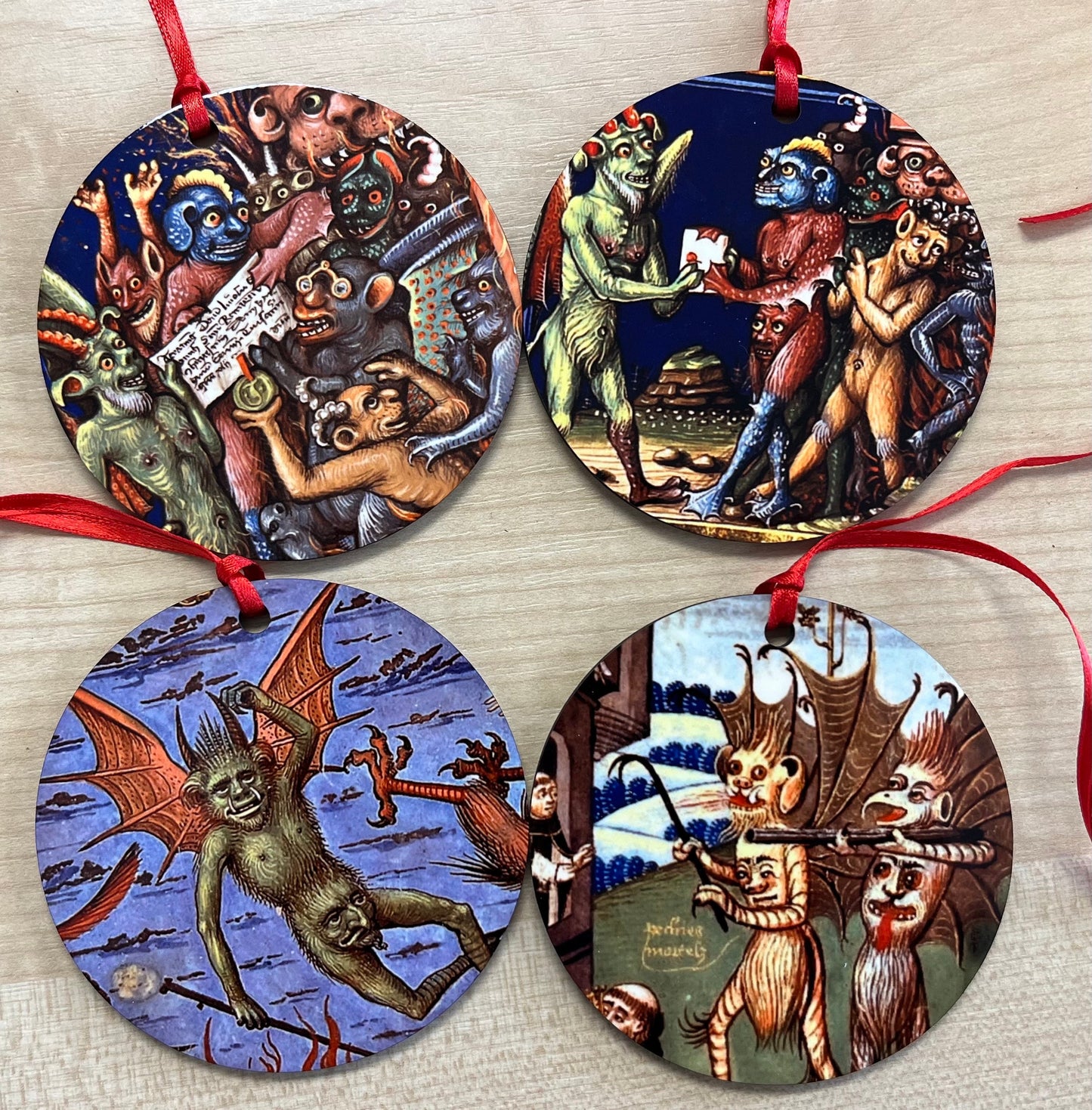 Cute Medieval Demon tree decorations - Double sided