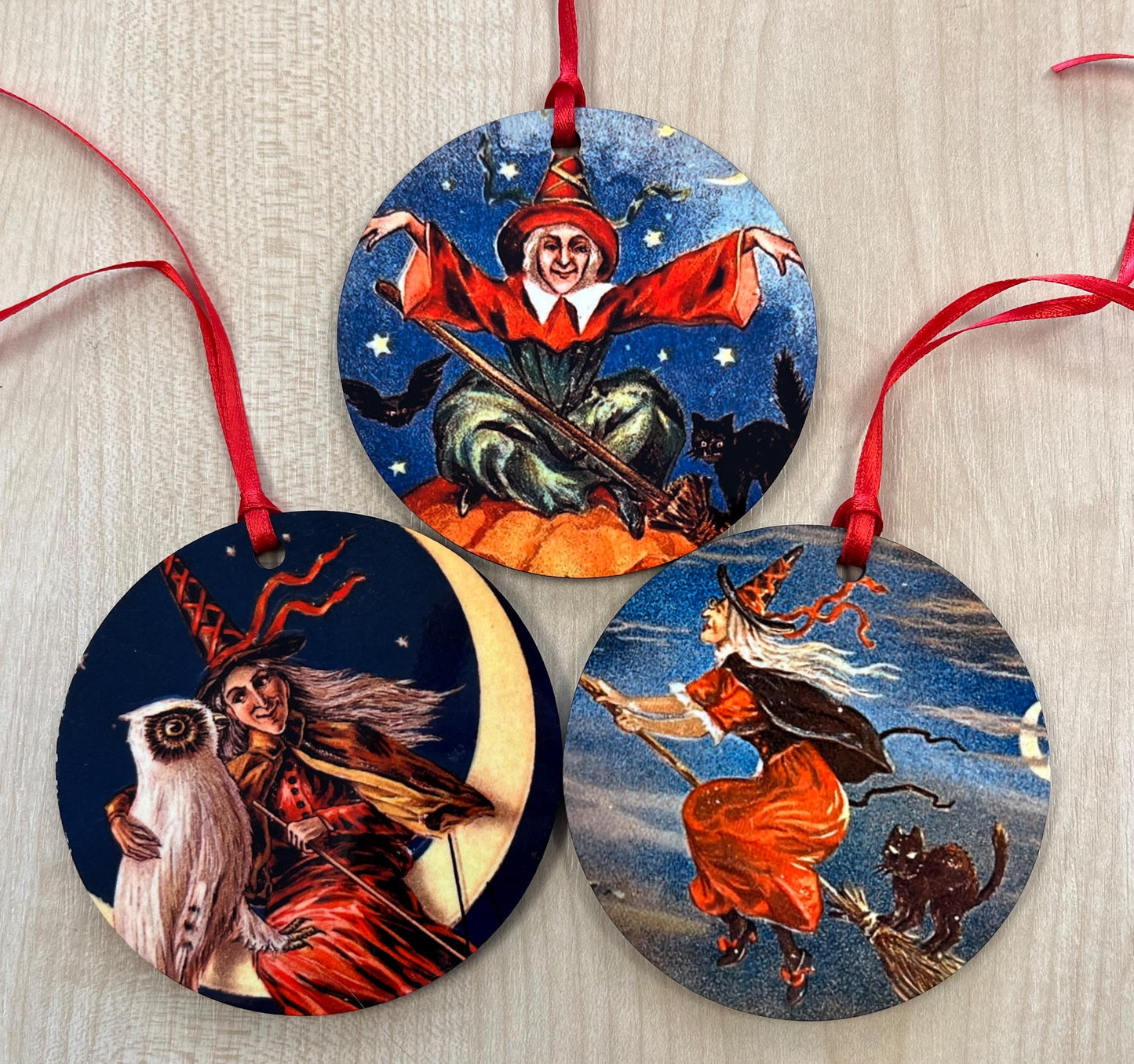 Vintage Witch Tree Decorations (set 1) - double sided