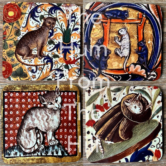 Medieval Cat Coasters - Set 2
