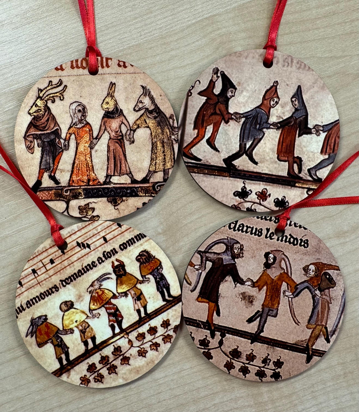Mummer Decoration Medieval Mummers Tree Decorations - Double sided – TheHumFromTheHill