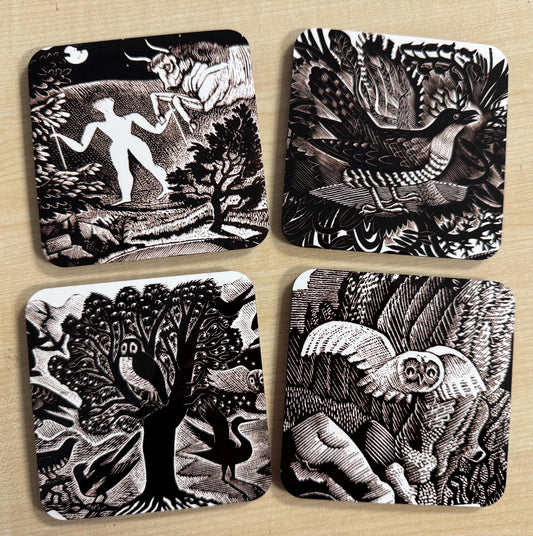 Eric Ravilious Art coasters B&W - set of 4